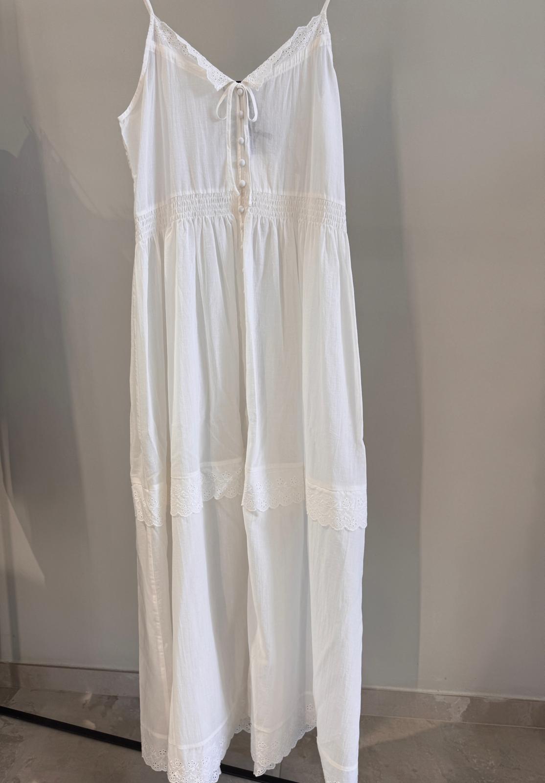 Abito Lungo Con Scollo A V E Pizzo