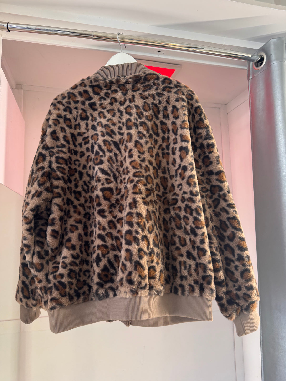 LEOPARD PRINT CARDIGAN WITH RED HEARTS