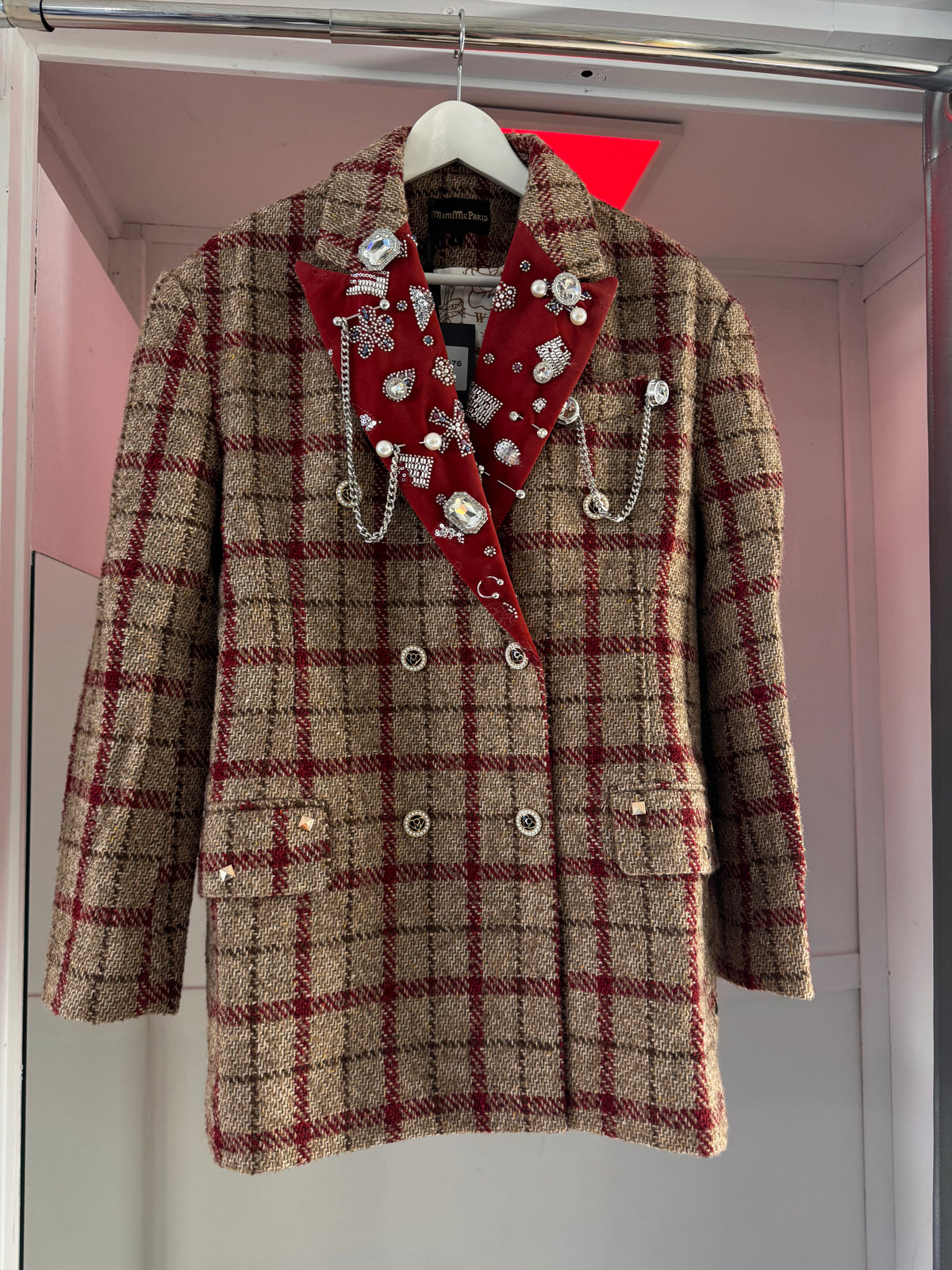 RED CHECK TWEED COST