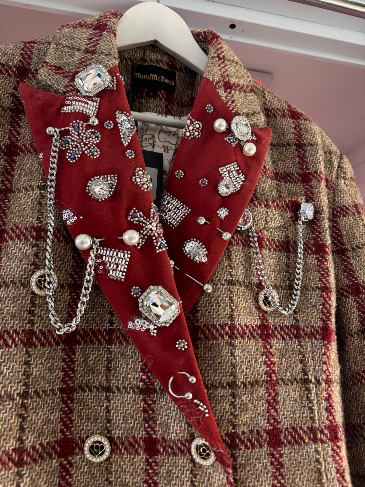 RED CHECK TWEED COST