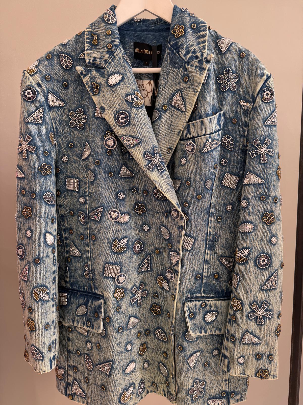 Crystal Mosaic Denim Blazer