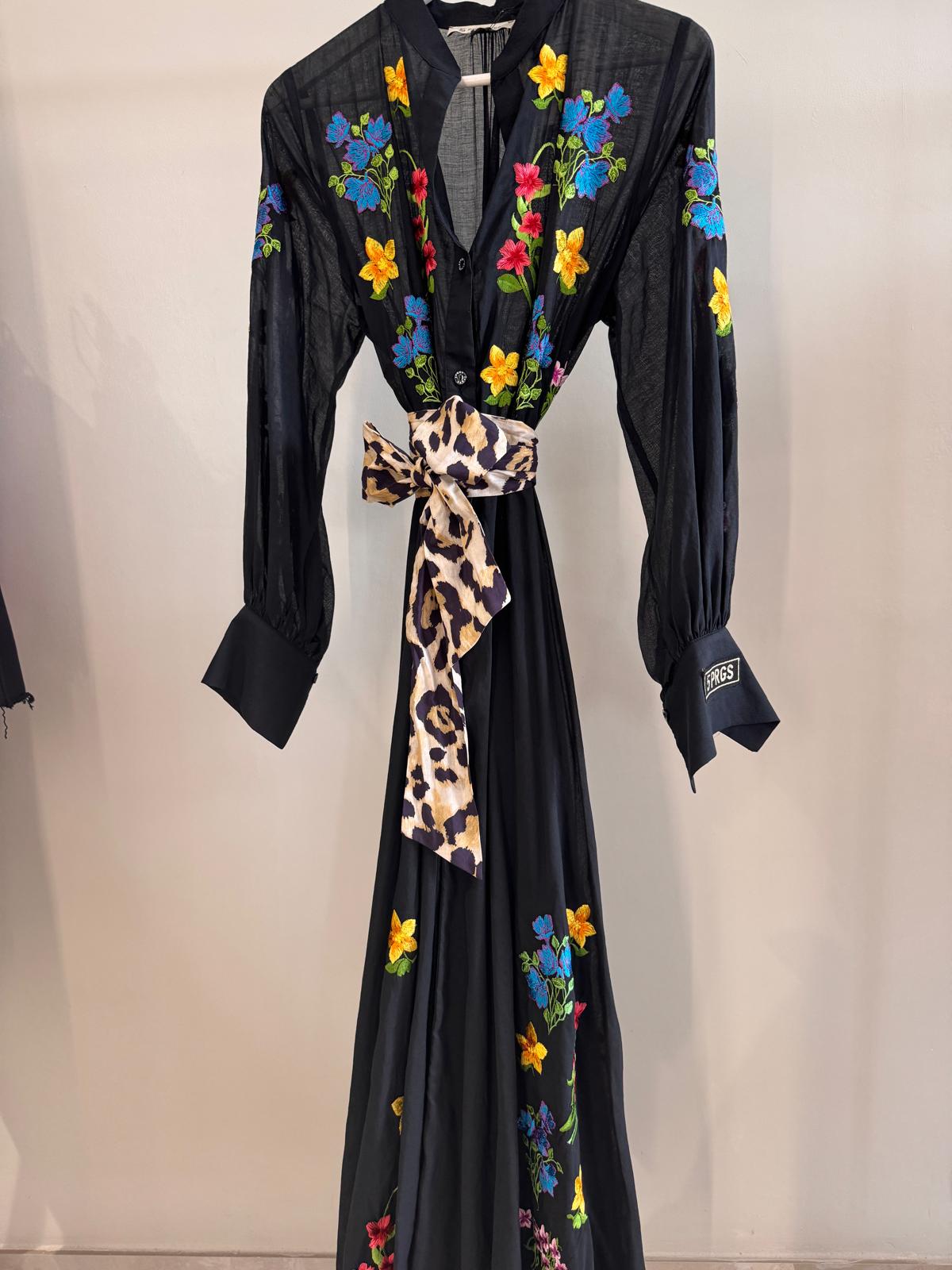 Romantic Dress Embroidered Black