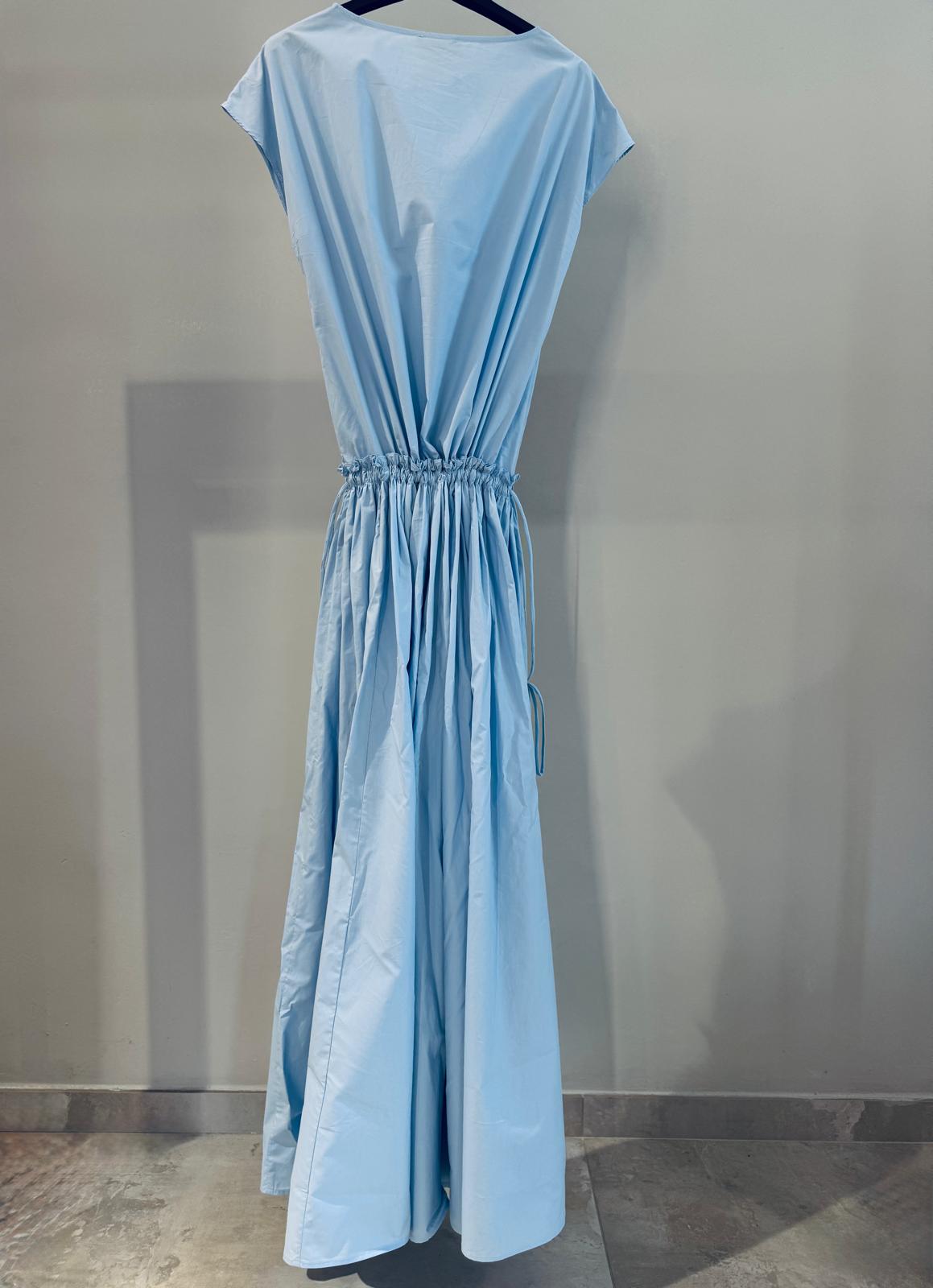 Abito Azzurro Arricciato
