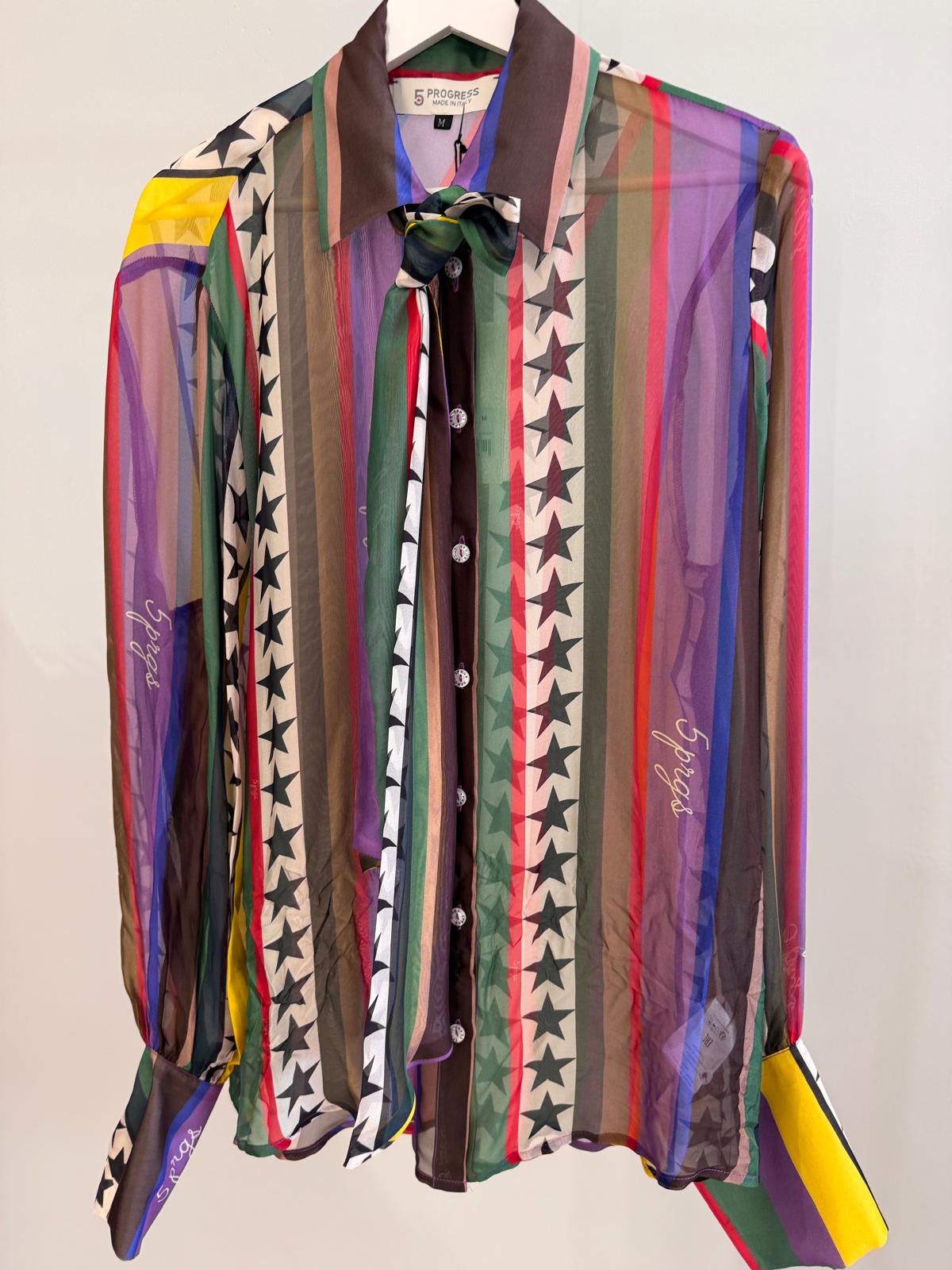 Chiffon Scarf Shirt Stripes