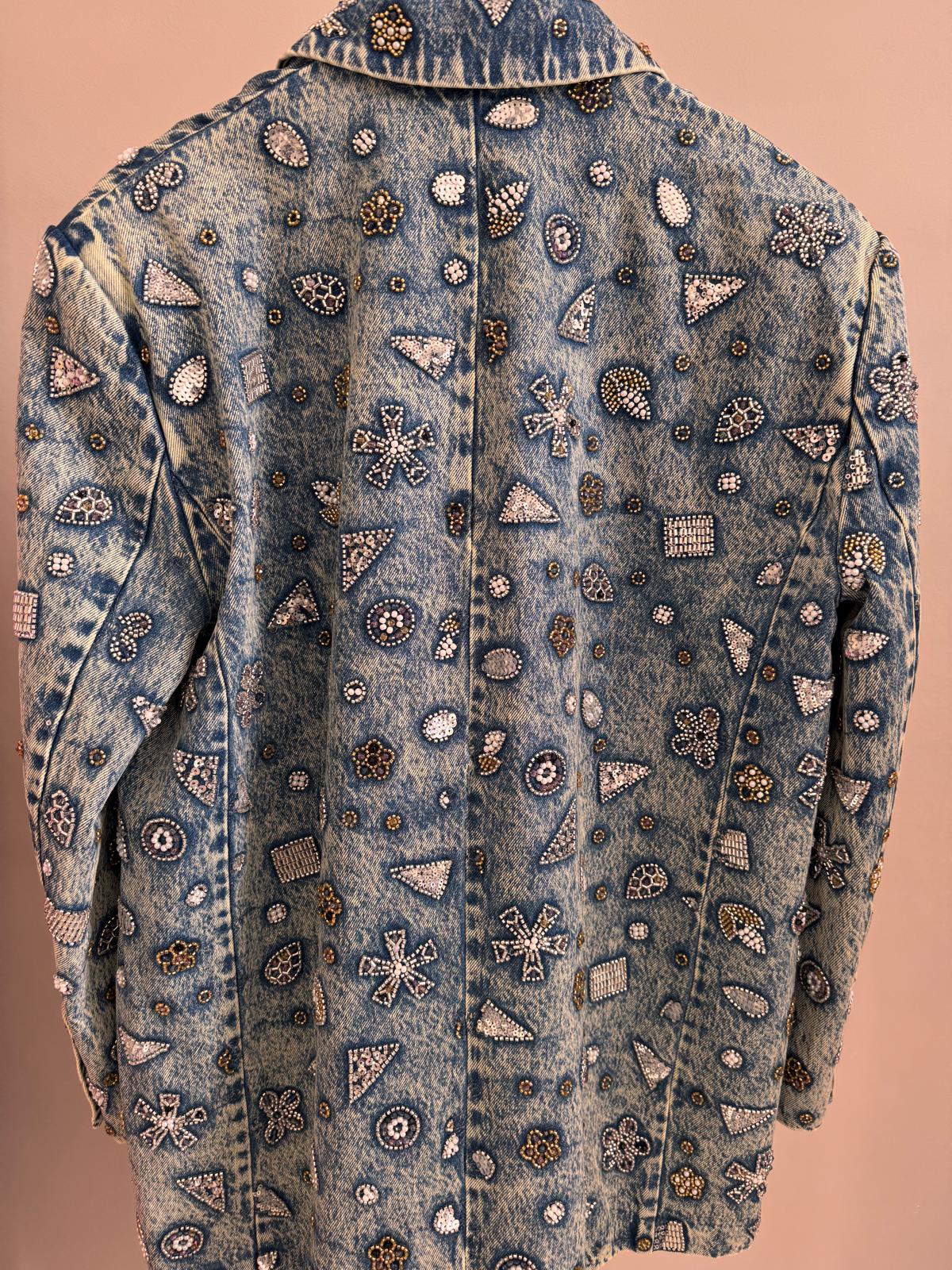 Crystal Mosaic Denim Blazer