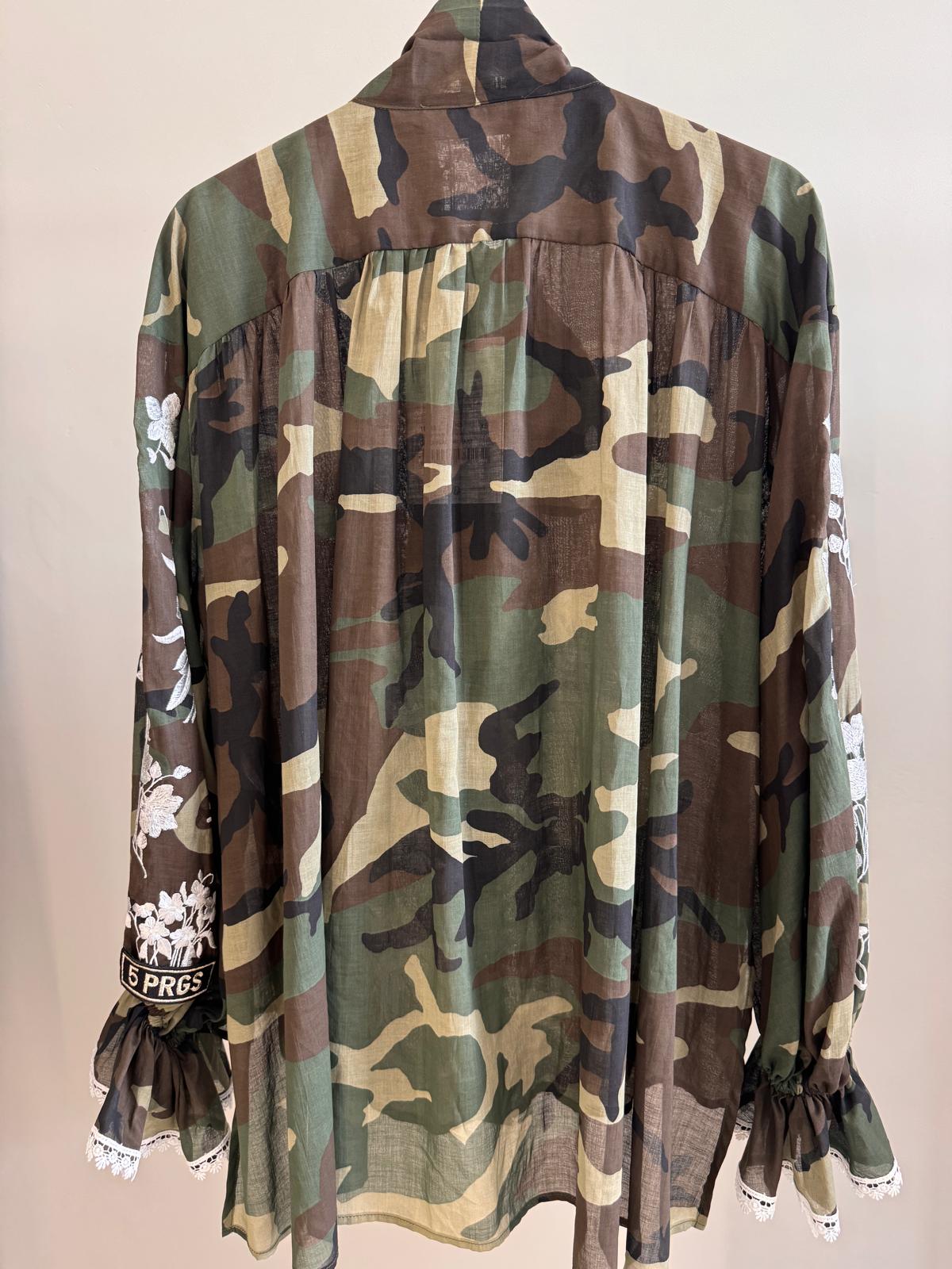 Scarff Shirt Over Print Embroied Camouflage