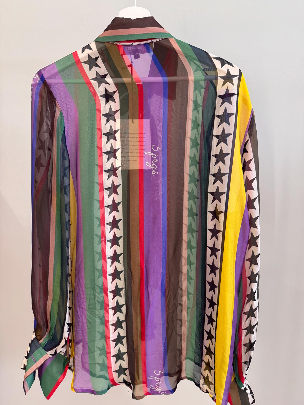 Chiffon Scarf Shirt Stripes