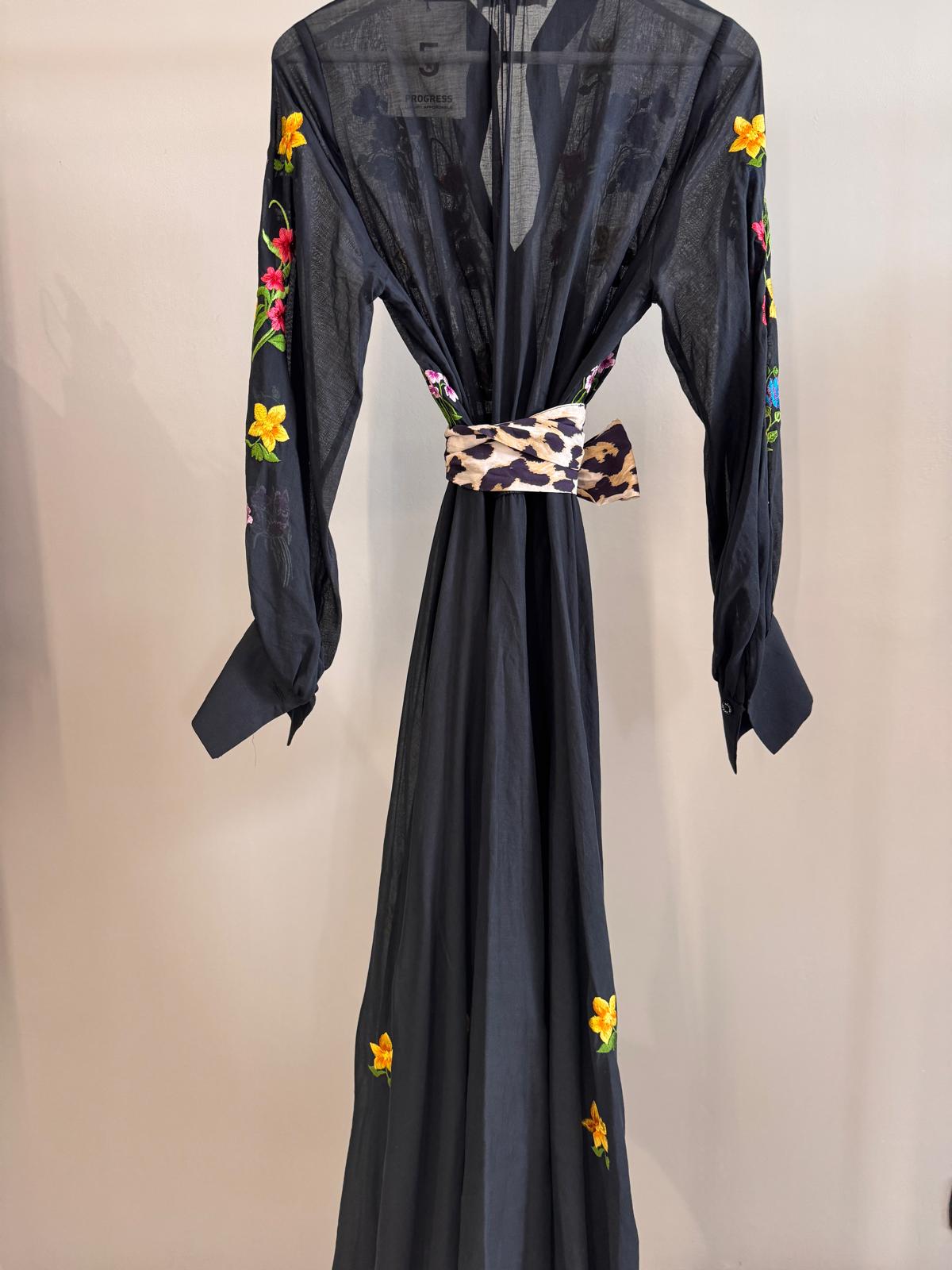 Romantic Dress Embroidered Black