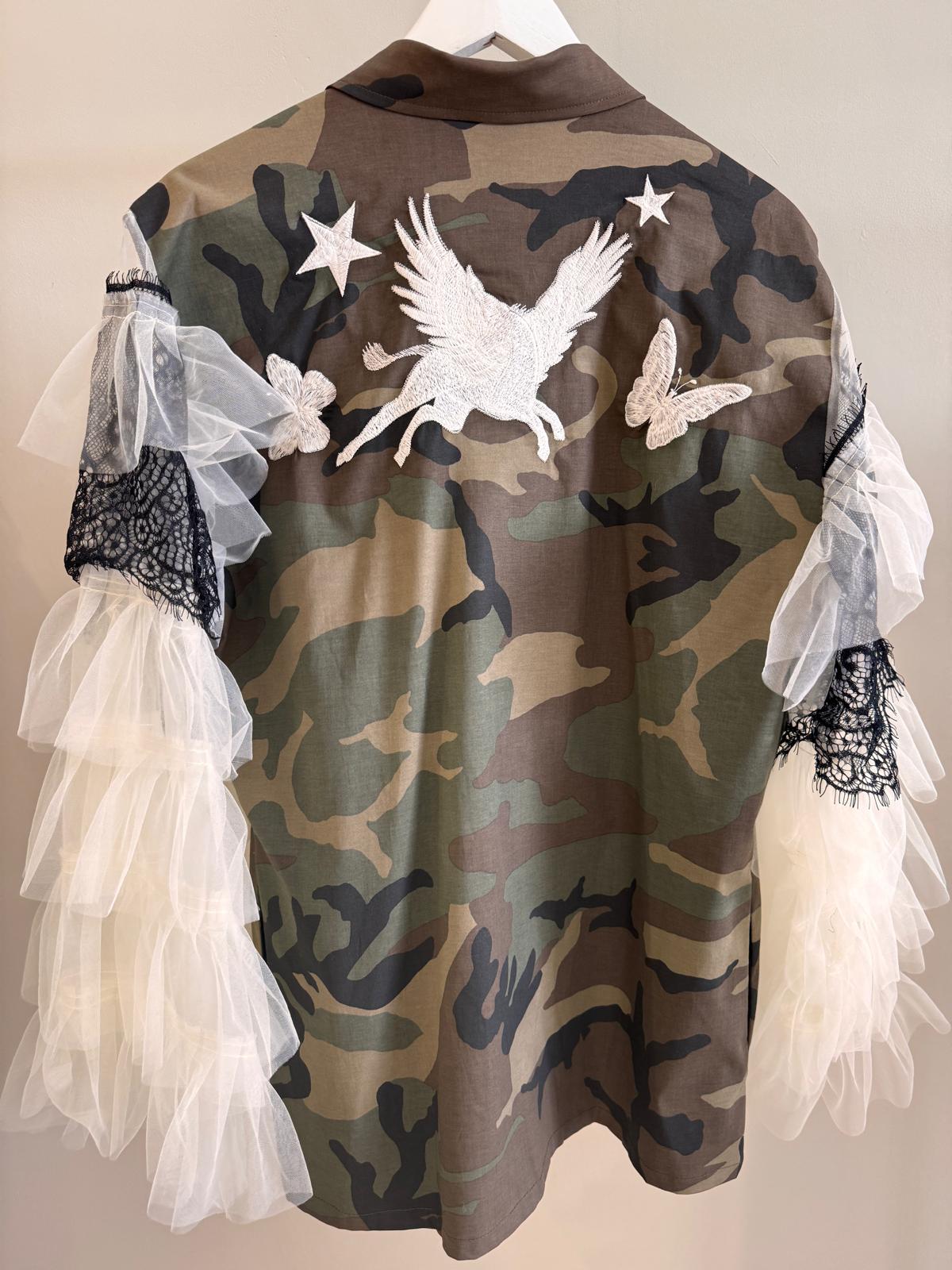 Military Jacket Ruffle Camouflage